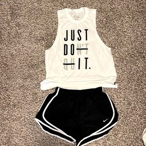 Nike dri-fit tee and athletic shorts size M